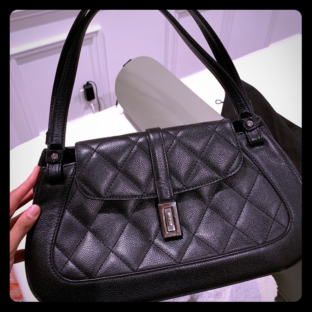 Authentic Chanel quilted Caviar handbag